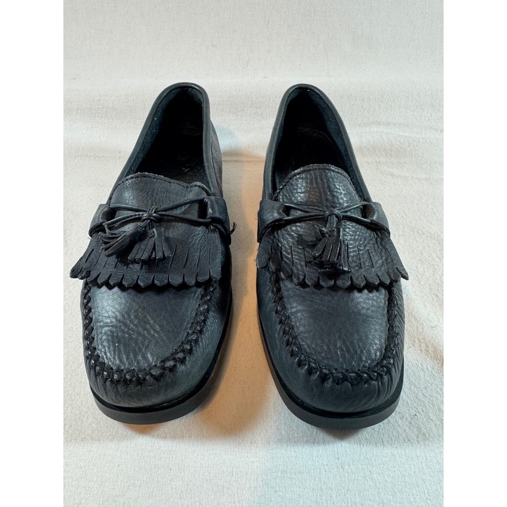 Dexter USA Womens Black Leather Kiltie Tassel Loafers Pebble Grain Size 7.5